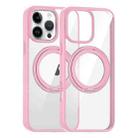 For iPhone 13 Pro Max High Transparency 360 Degree Rotating Holder MagSafe Phone Case(Pink) - 1