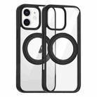 For iPhone 12 High Transparency 360 Degree Rotating Holder MagSafe Phone Case(Black) - 1