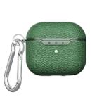 For AirPods 4 Litchi Texture TPU Shockproof Earphones Case with Hook(Green) - 1