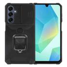 For Samsung Galaxy A16 5G / 4G Camera Shield Card Slot PC Hybrid TPU Phone Case(Black) - 1