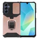 For Samsung Galaxy A16 5G / 4G Camera Shield Card Slot PC Hybrid TPU Phone Case(Rose Gold) - 1