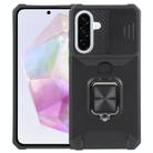 For Samsung Galaxy A36 5G Camera Shield Card Slot PC Hybrid TPU Phone Case(Black) - 1