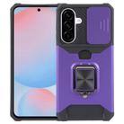 For Samsung Galaxy A56 5G Camera Shield Card Slot PC Hybrid TPU Phone Case(Purple) - 1
