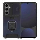 For Samsung Galaxy S24 FE 5G Camera Shield Card Slot PC Hybrid TPU Phone Case(Blue) - 1