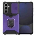 For Samsung Galaxy S24 FE 5G Camera Shield Card Slot PC Hybrid TPU Phone Case(Purple) - 1