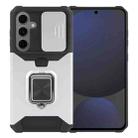 For Samsung Galaxy S24 FE 5G Camera Shield Card Slot PC Hybrid TPU Phone Case(Silver) - 1