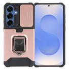 For Samsung Galaxy S25 5G Camera Shield Card Slot PC Hybrid TPU Phone Case(Rose Gold) - 1
