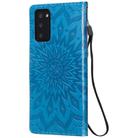 For Samsung Galaxy Note20 5G Sun Embossing Pattern Horizontal Flip Leather Case with Card Slot & Holder & Wallet & Lanyard(Blue) - 3