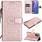 For Samsung Galaxy Note20 5G Sun Embossing Pattern Horizontal Flip Leather Case with Card Slot & Holder & Wallet & Lanyard(Rose Gold) - 1