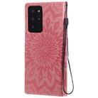 For Samsung Galaxy Note20 Ultra 5G Sun Embossing Pattern Horizontal Flip Leather Case with Card Slot & Holder & Wallet & Lanyard(Pink) - 3