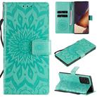 For Samsung Galaxy Note20 Ultra 5G Sun Embossing Pattern Horizontal Flip Leather Case with Card Slot & Holder & Wallet & Lanyard(Green) - 1