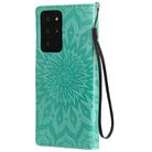 For Samsung Galaxy Note20 Ultra 5G Sun Embossing Pattern Horizontal Flip Leather Case with Card Slot & Holder & Wallet & Lanyard(Green) - 3