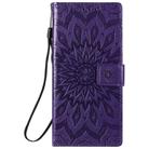 For Samsung Galaxy Note20 Ultra 5G Sun Embossing Pattern Horizontal Flip Leather Case with Card Slot & Holder & Wallet & Lanyard(Purple) - 2