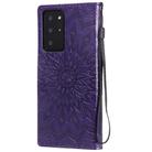 For Samsung Galaxy Note20 Ultra 5G Sun Embossing Pattern Horizontal Flip Leather Case with Card Slot & Holder & Wallet & Lanyard(Purple) - 3