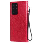 For Samsung Galaxy Note20 Ultra 5G Sun Embossing Pattern Horizontal Flip Leather Case with Card Slot & Holder & Wallet & Lanyard(Red) - 3