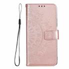 For Samsung Galaxy A36 Totem Flower Embossed Leather Phone Case with Lanyard(Rose Gold) - 2