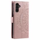For Samsung Galaxy A36 Totem Flower Embossed Leather Phone Case with Lanyard(Rose Gold) - 3