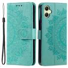 For Samsung Galaxy A06 5G / 4G Totem Flower Embossed Leather Phone Case with Lanyard(Green) - 1
