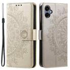 For Samsung Galaxy A06 5G / 4G Totem Flower Embossed Leather Phone Case with Lanyard(Gold) - 1