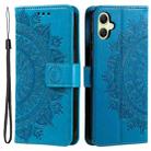 For Samsung Galaxy A06 5G / 4G Totem Flower Embossed Leather Phone Case with Lanyard(Blue) - 1