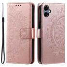 For Samsung Galaxy A06 5G / 4G Totem Flower Embossed Leather Phone Case with Lanyard(Rose Gold) - 1