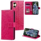 For Samsung Galaxy A07 4G Totem Flower Embossed Leather Phone Case with Lanyard(Red) - 1
