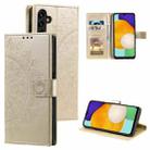 For Samsung Galaxy A17 5G Totem Flower Embossed Leather Phone Case with Lanyard(Gold) - 1