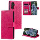 For Samsung Galaxy A17 5G Totem Flower Embossed Leather Phone Case with Lanyard(Red) - 1