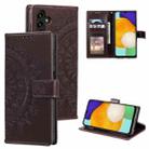 For Samsung Galaxy A17 5G Totem Flower Embossed Leather Phone Case with Lanyard(Brown) - 1
