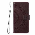For Samsung Galaxy A17 5G Totem Flower Embossed Leather Phone Case with Lanyard(Brown) - 2