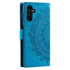 For Samsung Galaxy A17 5G Totem Flower Embossed Leather Phone Case with Lanyard(Blue) - 3