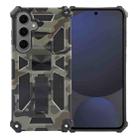 For Samsung Galaxy S24 FE 5G Camouflage Armor Kickstand TPU Hybrid PC Magnetic Phone Case(Army Green) - 1
