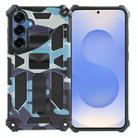 For Samsung Galaxy S25+ 5G Camouflage Armor Kickstand TPU Hybrid PC Magnetic Phone Case(Light Blue) - 1