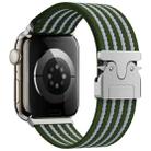 For Apple Watch 42mm / 41mm / 40mm / 38mm Parachute Buckle 4-Stripe Braided Nylon Watch Band(Green White) - 1