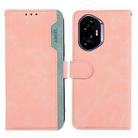 For Honor 400 ABEEL Color Block Magnetic RFID Leather Phone Case(Pink-Cyan) - 1