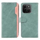 For Honor X6c 4G ABEEL Color Block Magnetic RFID Leather Phone Case(Cyan-Pink) - 1