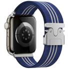 For Apple Watch 46mm / 49mm / 45mm / 44mm Parachute Buckle 3-Stripe Braided Nylon Watch Band(Blue White) - 1