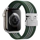 For Apple Watch 46mm / 49mm / 45mm / 44mm Parachute Buckle 3-Stripe Braided Nylon Watch Band(Green White) - 1