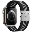 For Apple Watch 46mm / 49mm / 45mm / 44mm Parachute Buckle 3-Stripe Braided Nylon Watch Band(Black White) - 1