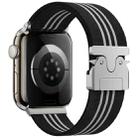 For Apple Watch 42mm / 41mm / 40mm / 38mm Parachute Buckle 3-Stripe Braided Nylon Watch Band(Black White) - 1