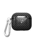 For AirPods 4 Carbon Fiber Texture TPU Shockproof Protective Earphone Case with Hook(Black) - 1