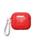 For AirPods 4 Carbon Fiber Texture TPU Shockproof Protective Earphone Case with Hook(Red) - 1