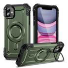 For iPhone 11 Lens Holder MagSafe Phone Case(Army Green) - 1