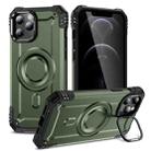 For iPhone 12 Pro Lens Holder MagSafe Phone Case(Army Green) - 1