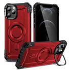 For iPhone 12 Pro Max Lens Holder MagSafe Phone Case(Red) - 1