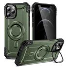 For iPhone 12 Pro Max Lens Holder MagSafe Phone Case(Army Green) - 1