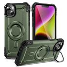 For iPhone 14 Lens Holder MagSafe Phone Case(Army Green) - 1