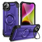 For iPhone 14 Lens Holder MagSafe Phone Case(Purple) - 1