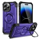 For iPhone 14 Pro Lens Holder MagSafe Phone Case(Purple) - 1