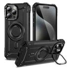 For iPhone 15 Pro Lens Holder MagSafe Phone Case(Black) - 1